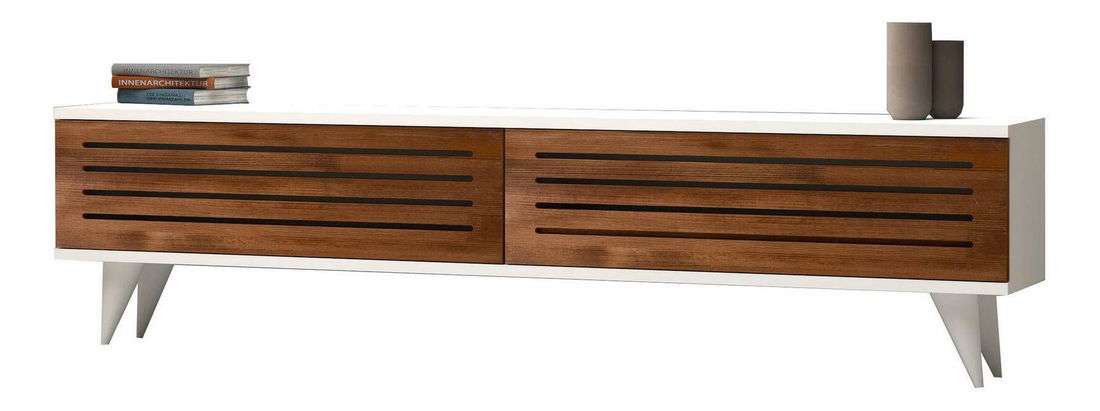 TV stolek/skříňka Vukaki (ořech + bílá)