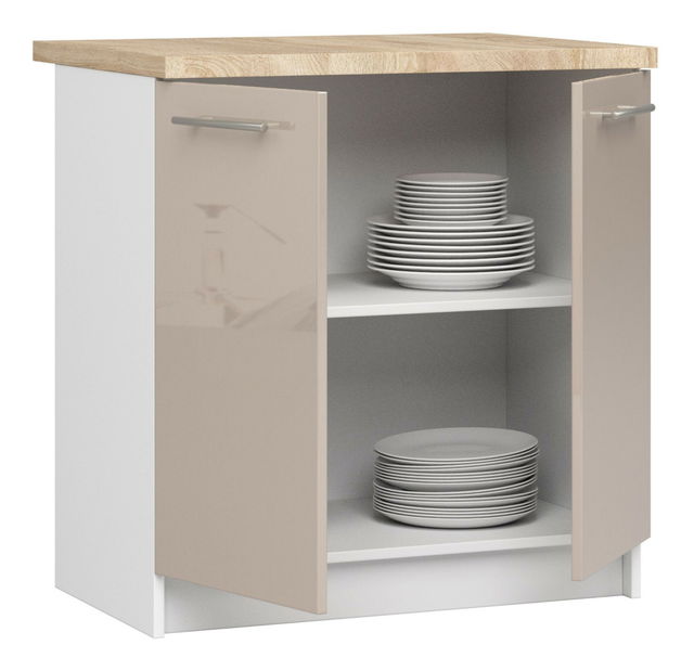 Dolní kuchyňská skříňka Ozara S80 2D (bílá + cappuccino lesk) *výprodej