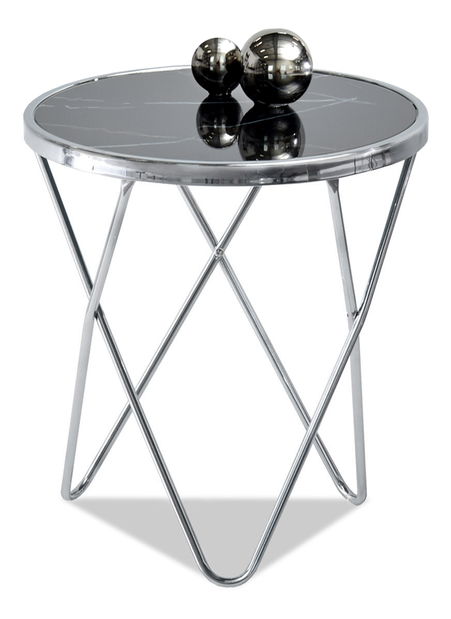 Konferenční stolek Armin S (černý mramor + chromová)