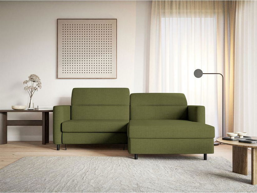 Rohová sedací souprava Buchu (P) (olivová + černá)