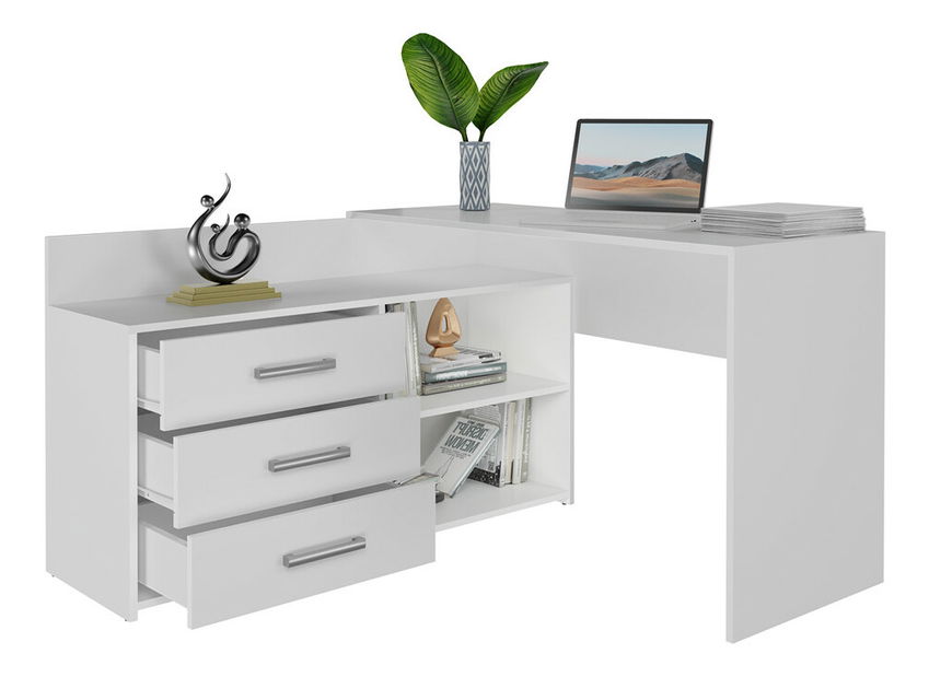 Rohový pc stolek Debio 1 (bílá)