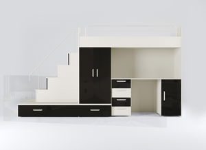 Dětská postel Ruby V (kašmír + lesk černý) (s rošty)