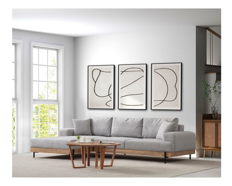 Rohová sedačka Etorella (L) (šedá + dub)