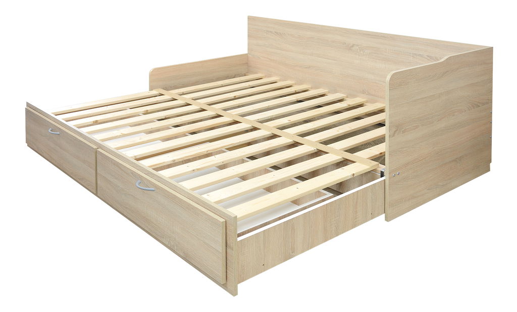 Rozkládací pohovka Menetas (dub pobřežní + oliva) (s roštem a matracem) (s úl. prostorem)