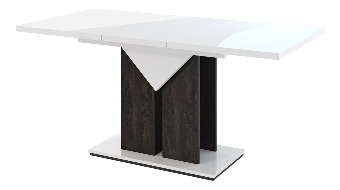 Jídelní stůl Tarni (lesk bílý + tmavě šedá) (pro 4 až 6 osob)