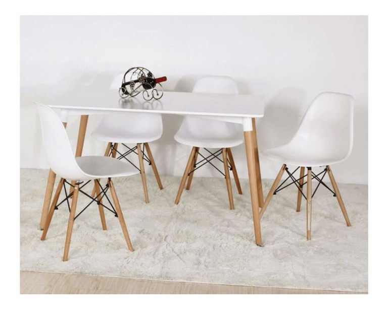 Jídelní stůl Dirrax 5 (bílá matná + buk) (pro 2 osoby)