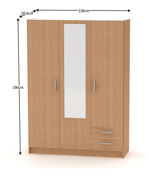 Šatní skříň Breanna BE03 (buk)