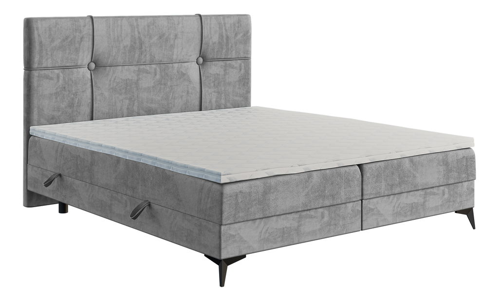 Boxspring postel 140 cm Nivela (beton) (s matrací a úl. prostorem)