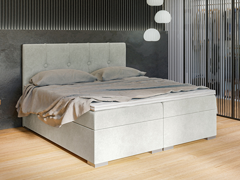 Boxspring postel 160 cm Luffy (světle šedá) (s matrací a úl. prostorem)