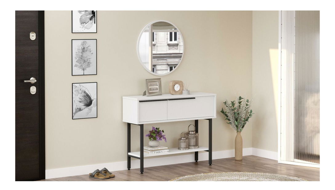 Konzolový stolek Otto 12 (se zrcadlem) (bílá + černá)