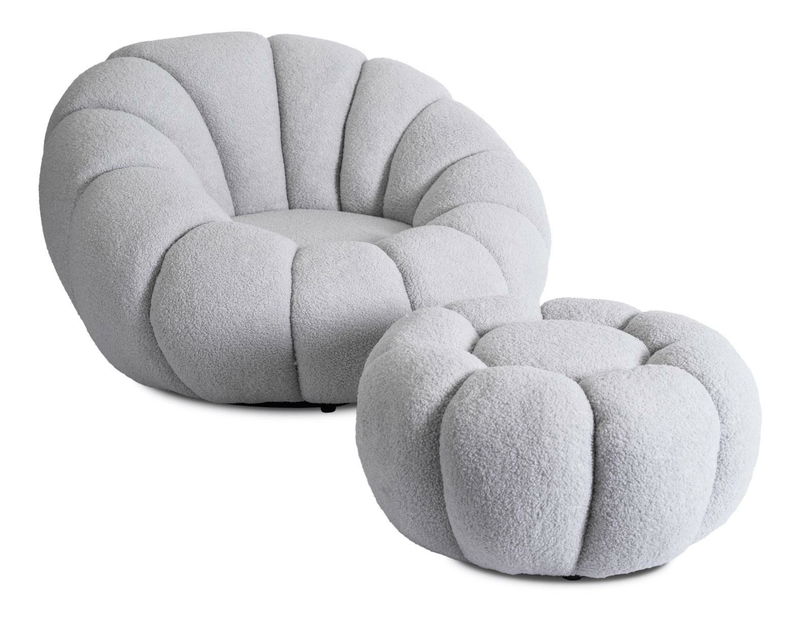 Křeslo Pague (šedá) (s taburetkou)