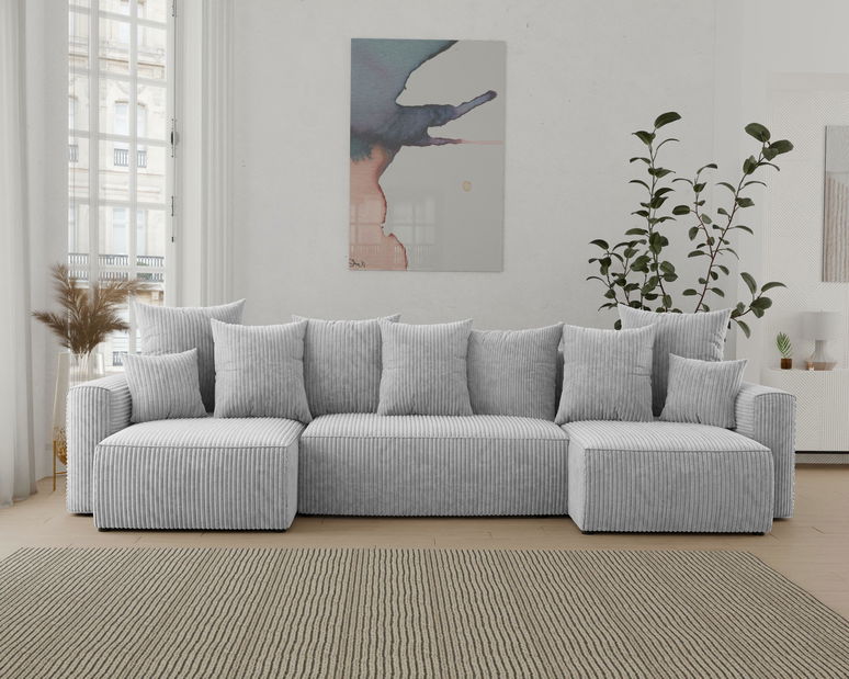 Rohová sedačka Denia U (světle šedá) (L)