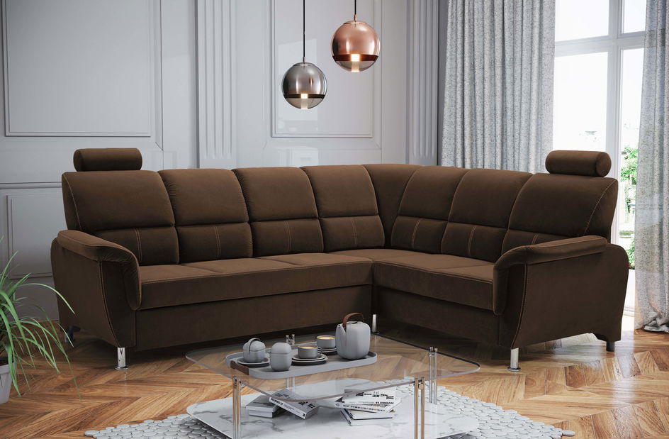 Rohová sedací souprava Dina (hnědá) (P)