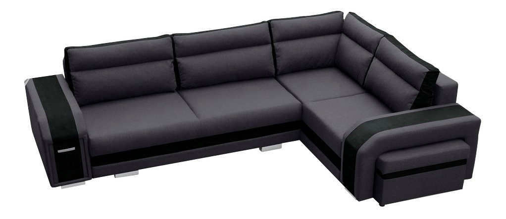 Rohová sedací souprava Asperata (tmavěšedá + černá) (P)