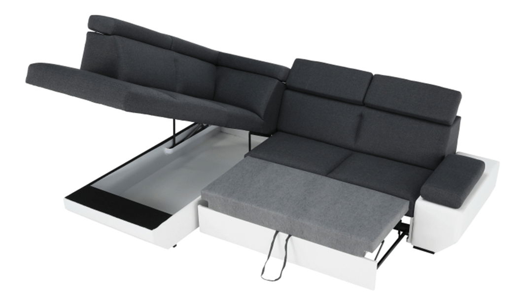 Rohová sedací souprava Akron bílá + tmavošedá (P)