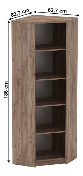 Rohový regál Hansa 2 NEW 09 (kraft dunkel + bílá)