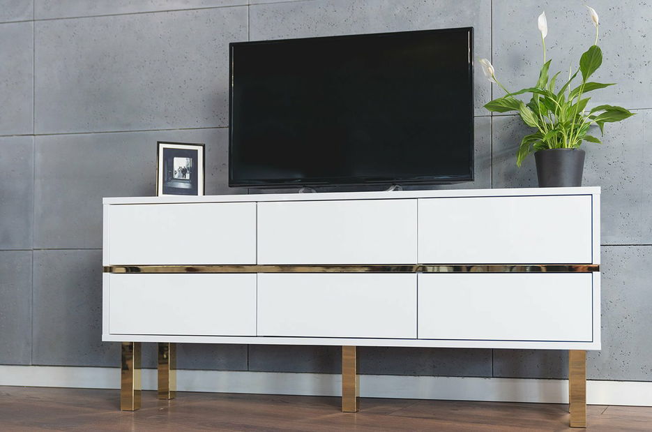 TV stolek/skříňka Naturlig Mynga (vysoký lesk bílý)