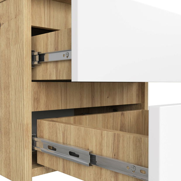 Noční stolek Operativos (dub artisan + bílá)