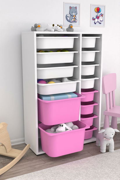 Organizér na hračky Dremonka 7 (bílá + růžová)