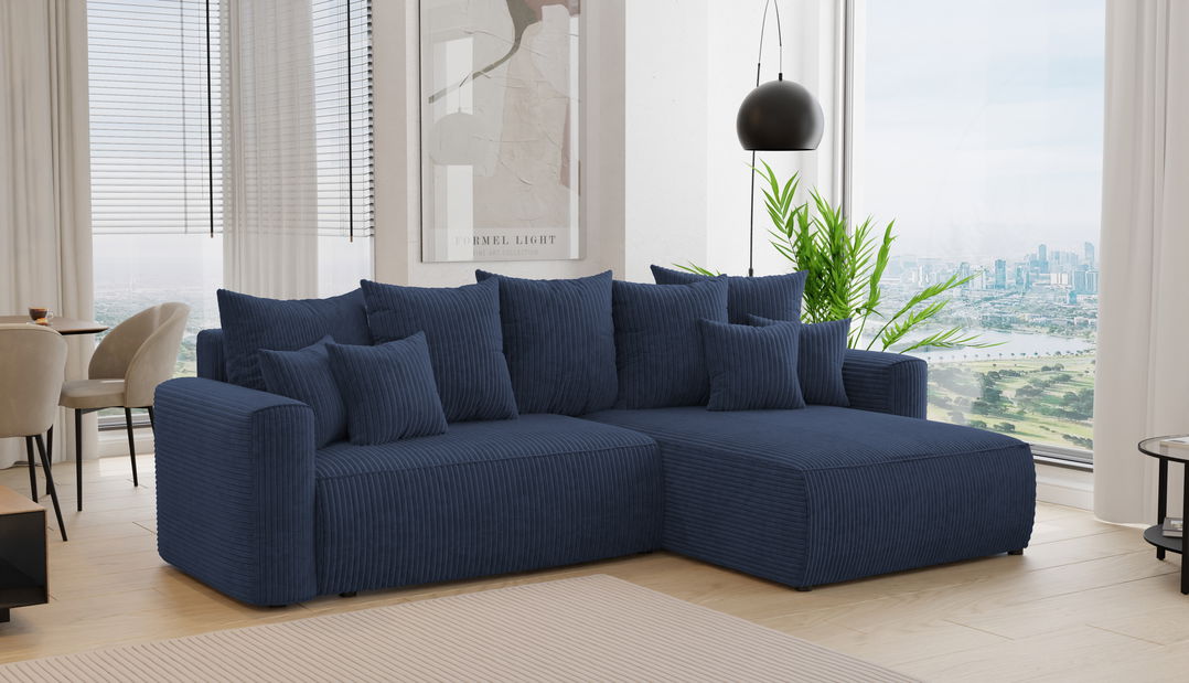 Rohová sedačka Baria (P) (tmavě modrá)