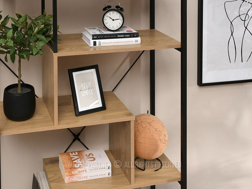 Regál Harp B (dub + černá)