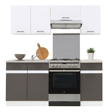 Kuchyňe BRW Junona line 170 cm (Bílý lesk + Šedý wolfram + Bílá)