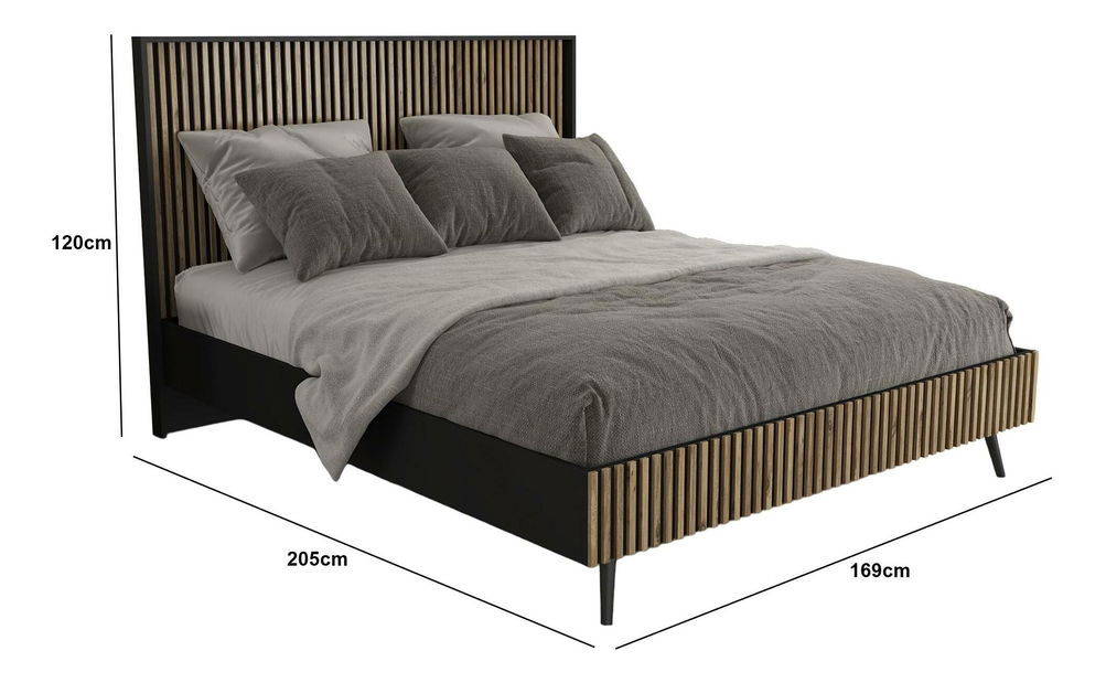 Manželská postel Franc 72 (černé dřevo + borovice atlantická)