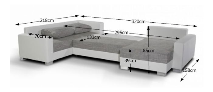 Rohová sedací souprava U Palio (bílá + šedá) (P)