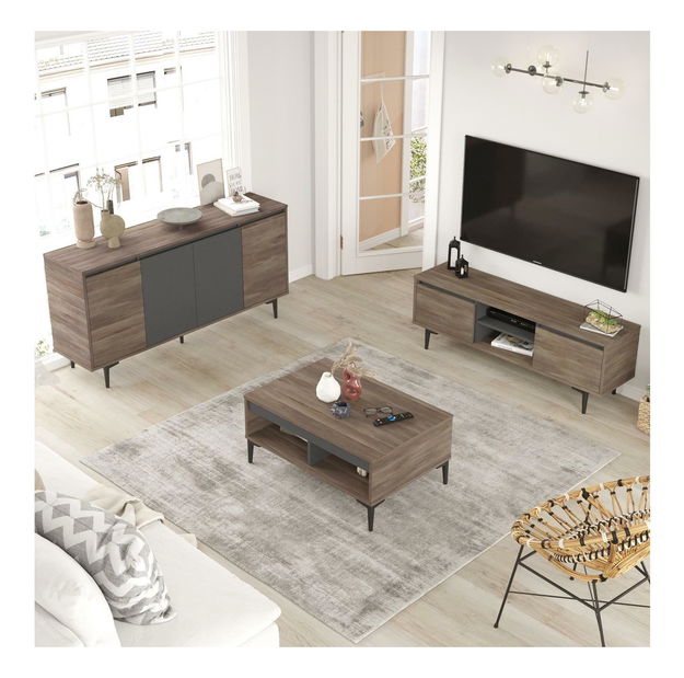 Sada nábytku do obývacího pokoje Arvoiden (ořech + antracit)