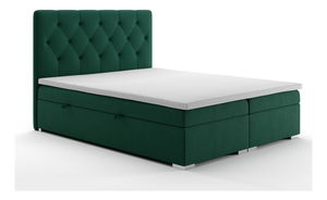 Boxspring postel 140 cm Ronda (tmavě zelená) (s úložným prostorem)