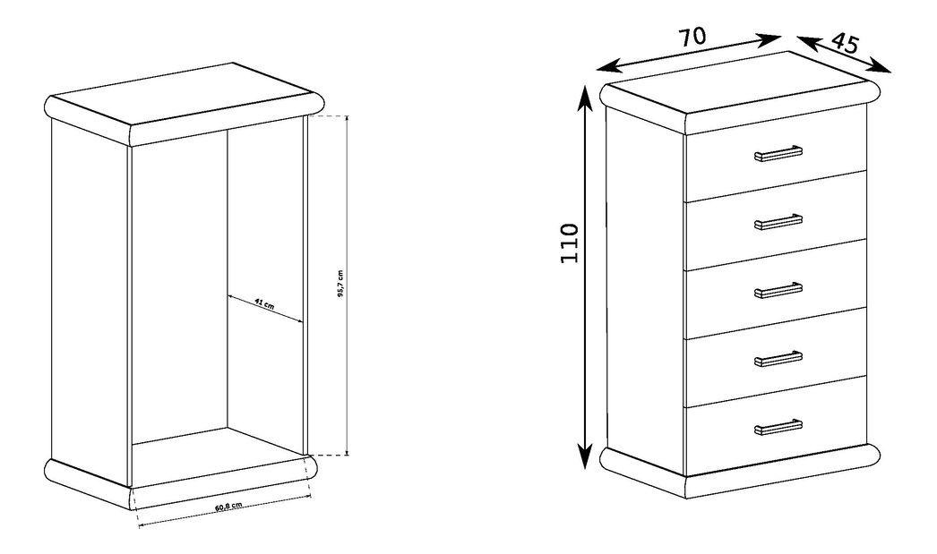 Komoda Kenny 15 (craft bílý + craft zlatý)