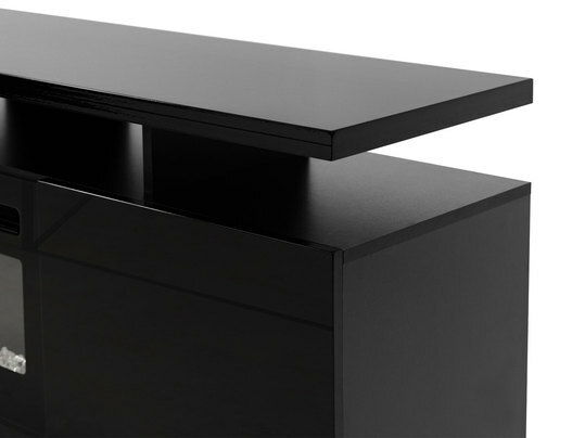 TV skříňka s krbem Anaceta (bílá + lesk bílý)