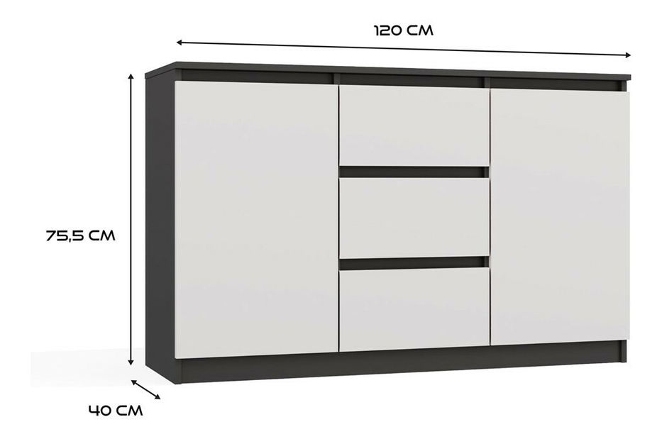 Komoda Musecalo 11 (antracit + bílá)