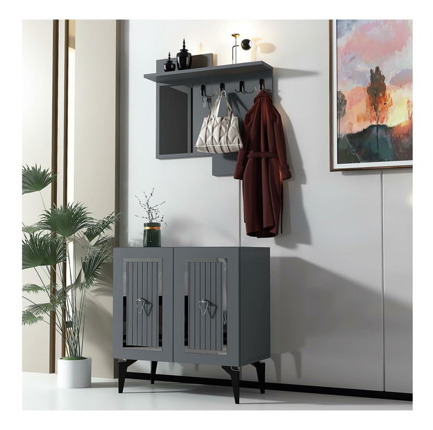 Předsíňová sestava Tideno (antracit + stříbrná)