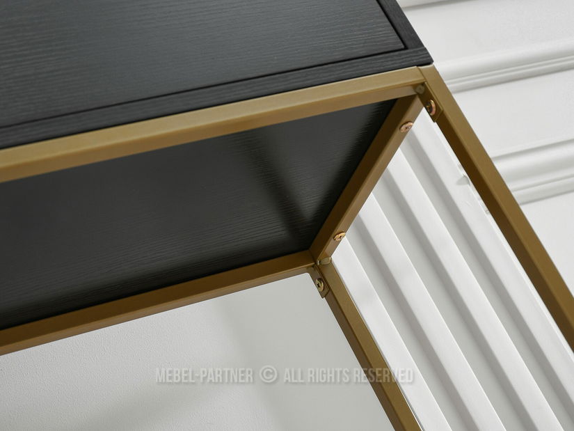 Konzolový stolek Norma M (černé dřevo + zlatá)