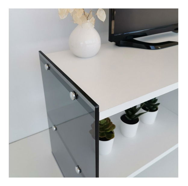 TV stolek/skříňka Vamebo 7 (bílá + kouřová)