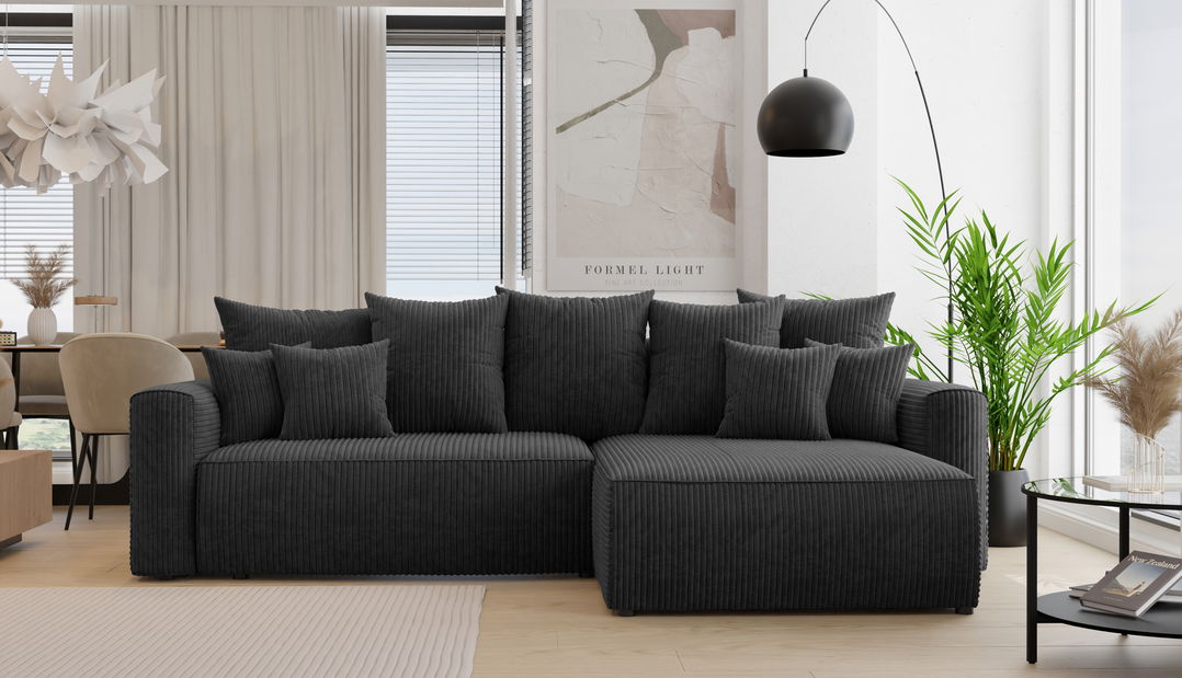 Rohová sedačka Baria (P) (černá)