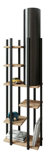 Stojanová lampa s policemi Vultarella 1 (přírodní + černá)