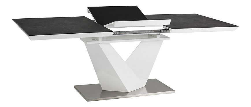 Rozkládací jídelní stůl 120-180 cm Allegra (černá + bílá) (pro 4 až 8 osob)