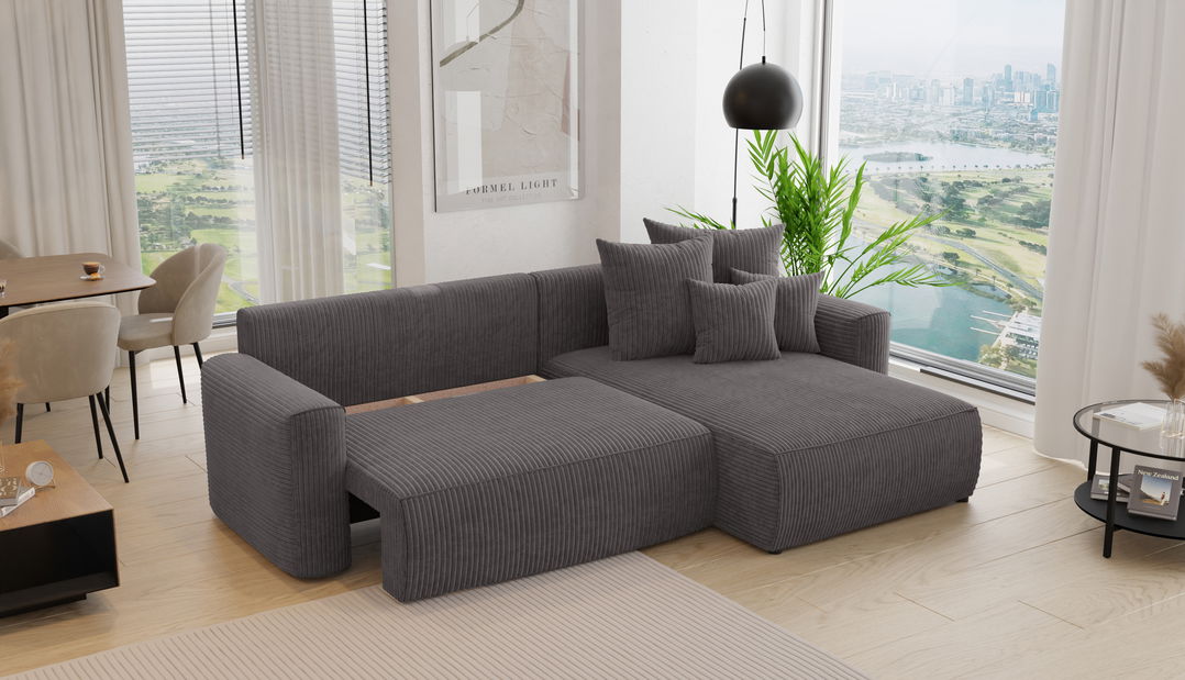 Rohová sedačka Baria (P) (šedočerná)