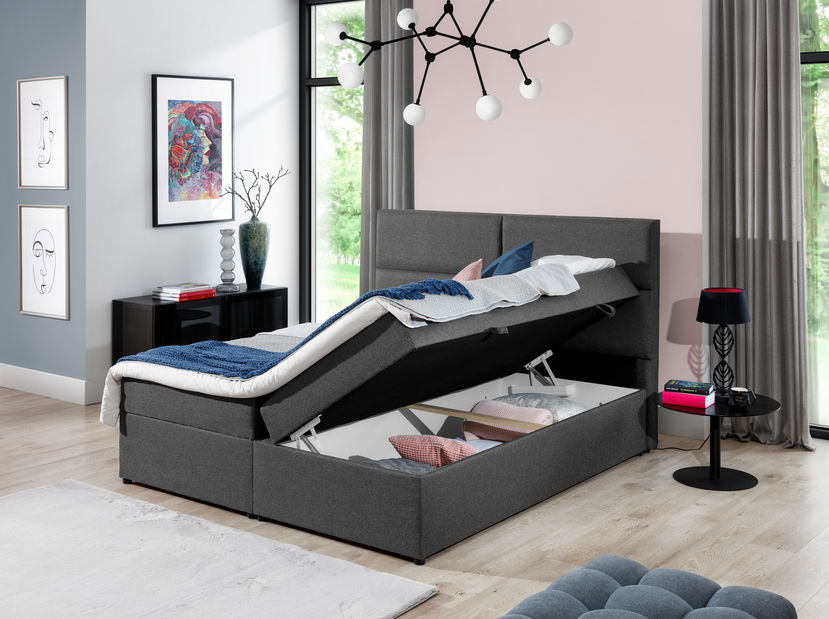Boxspring postel 160 cm Amebra (světle šedá) (s matracemi a úl. prostorem)