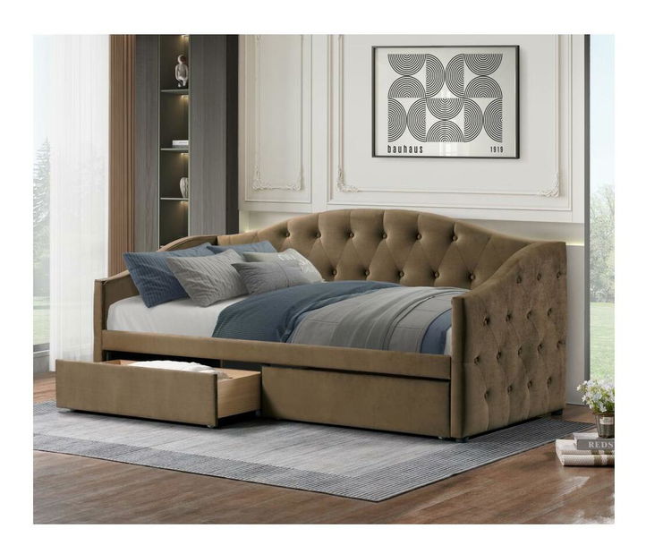 Jednolůžková postel (válenda) 90 cm Zonas (hnědá) (s roštem) (s úl. prostorem)