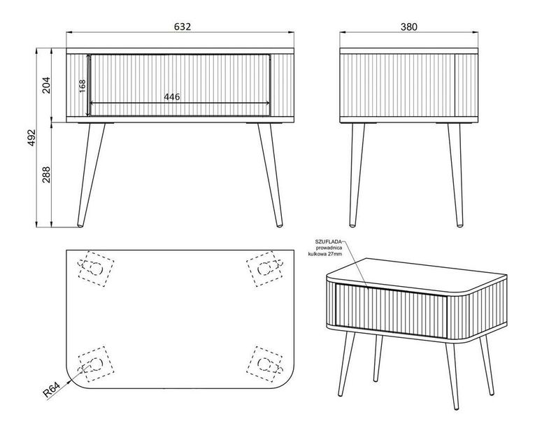 Noční stolek Oglio O1 (černá)