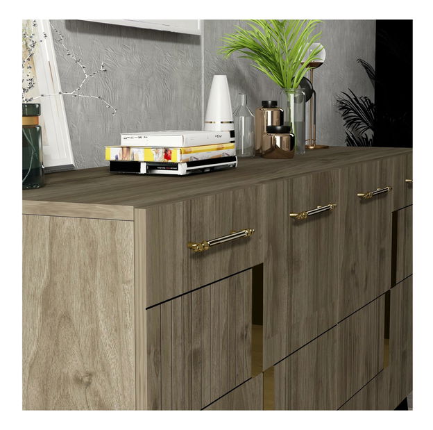 Skříňka Lotoka 2 (ořech + zlatá)