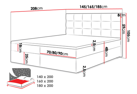 Boxspring postel Sebastian -1 (140x200) (Itaka 10)