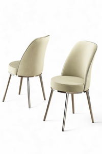 Set 2 ks. jídelních židlí Pufenda (krémová + chromová)