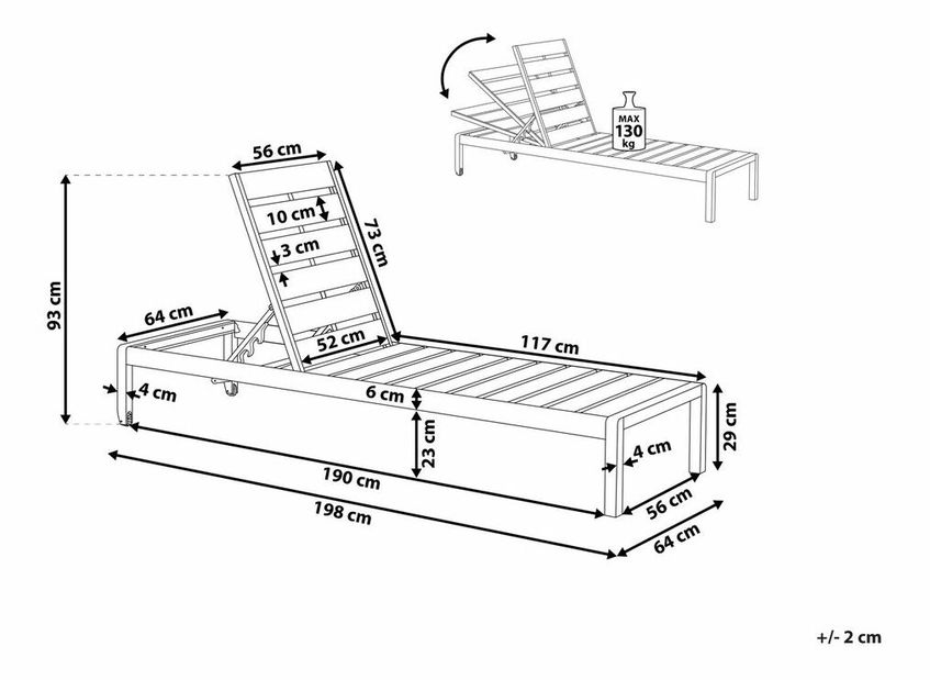 Zahradní lehátko Nermo (šedá)