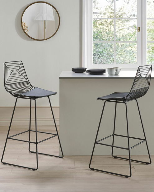 Set 2 ks barových židlí Bethel (černá)