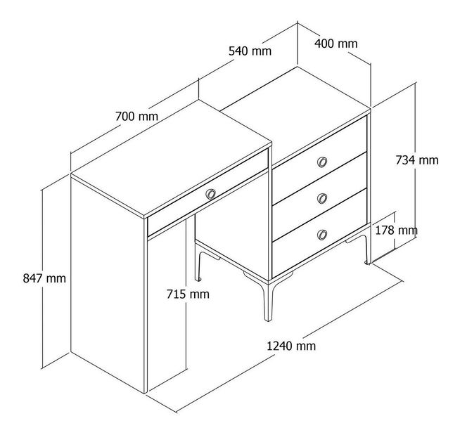 Toaletní stolek Logan 2 (ořechové dřevo + krémová)
