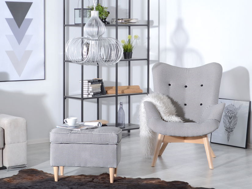 Taburetka Muriera (černobílá + ořech)